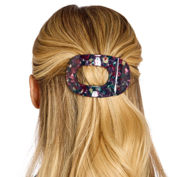 Low Profile Flat Claw Clip in Marbled Acrylic