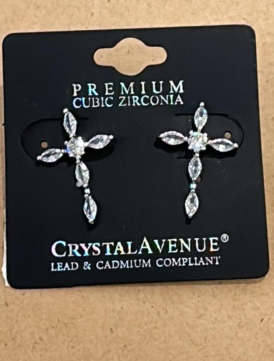 Marquise Crystal Cross Earrings