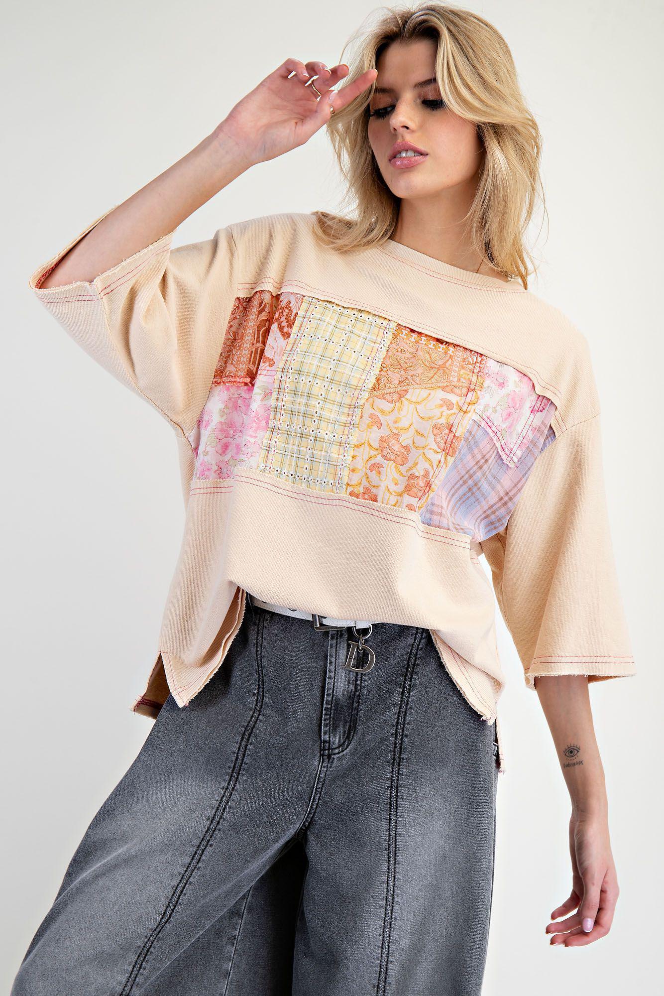 Print Mix Rib Knit Tunic