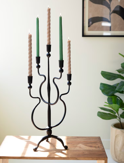 Forged Iron Five Taper Candelabra