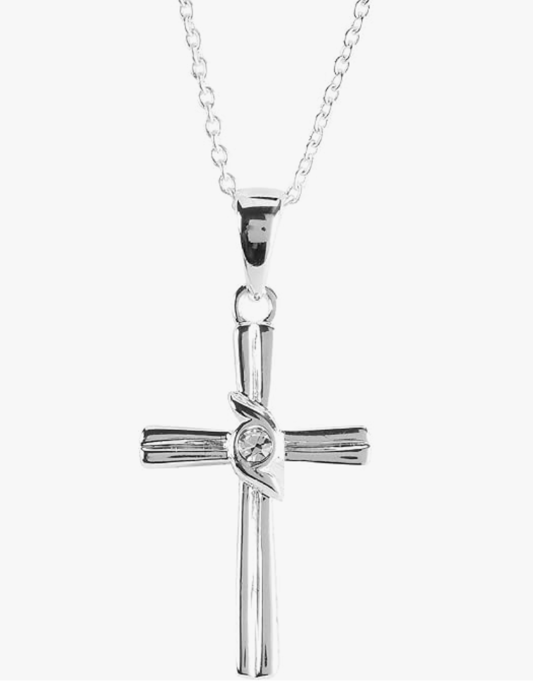 Necklace Box Cross Silver-Plated 18 In