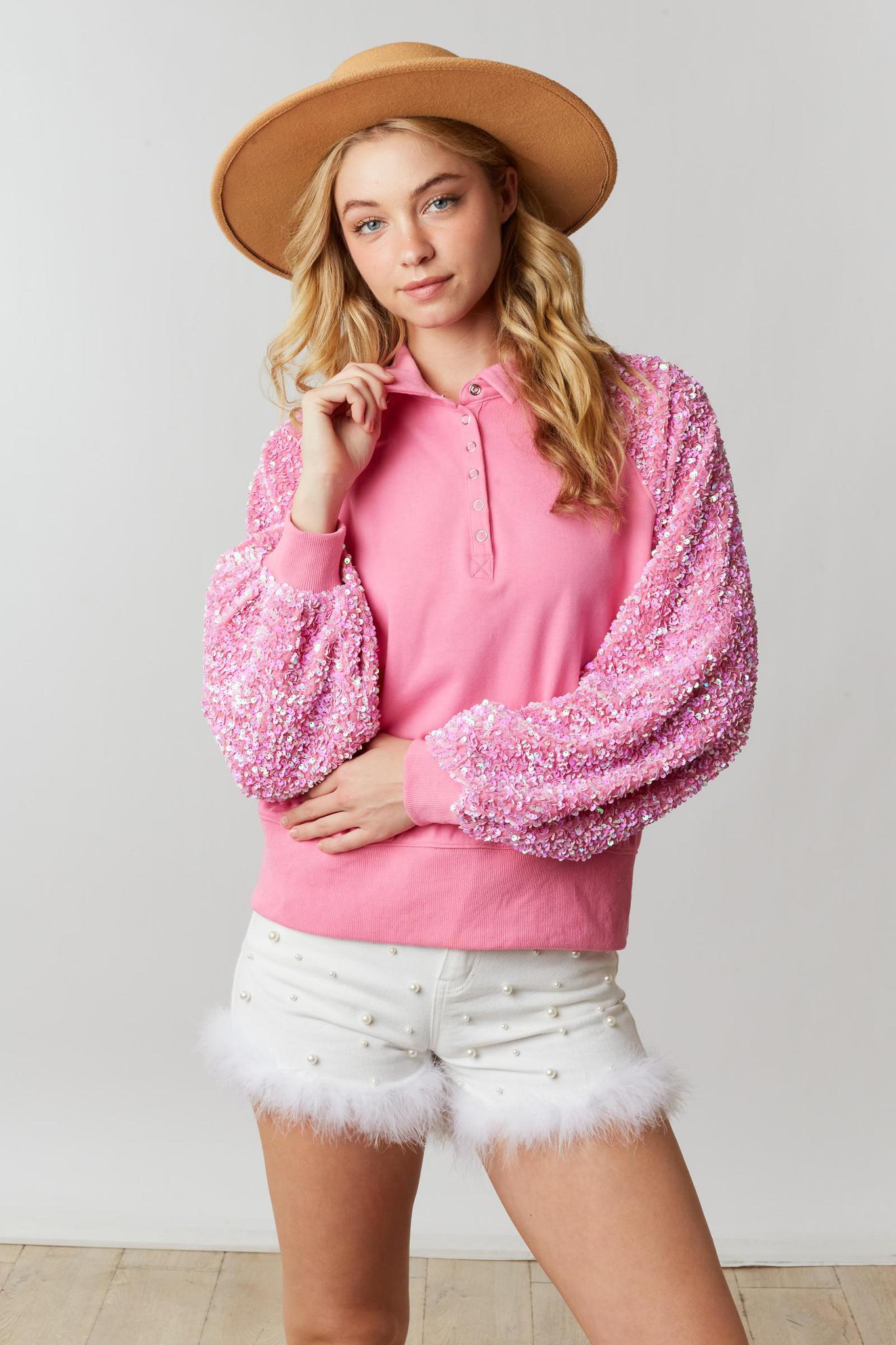 Pink Sequin Sweatshirt
