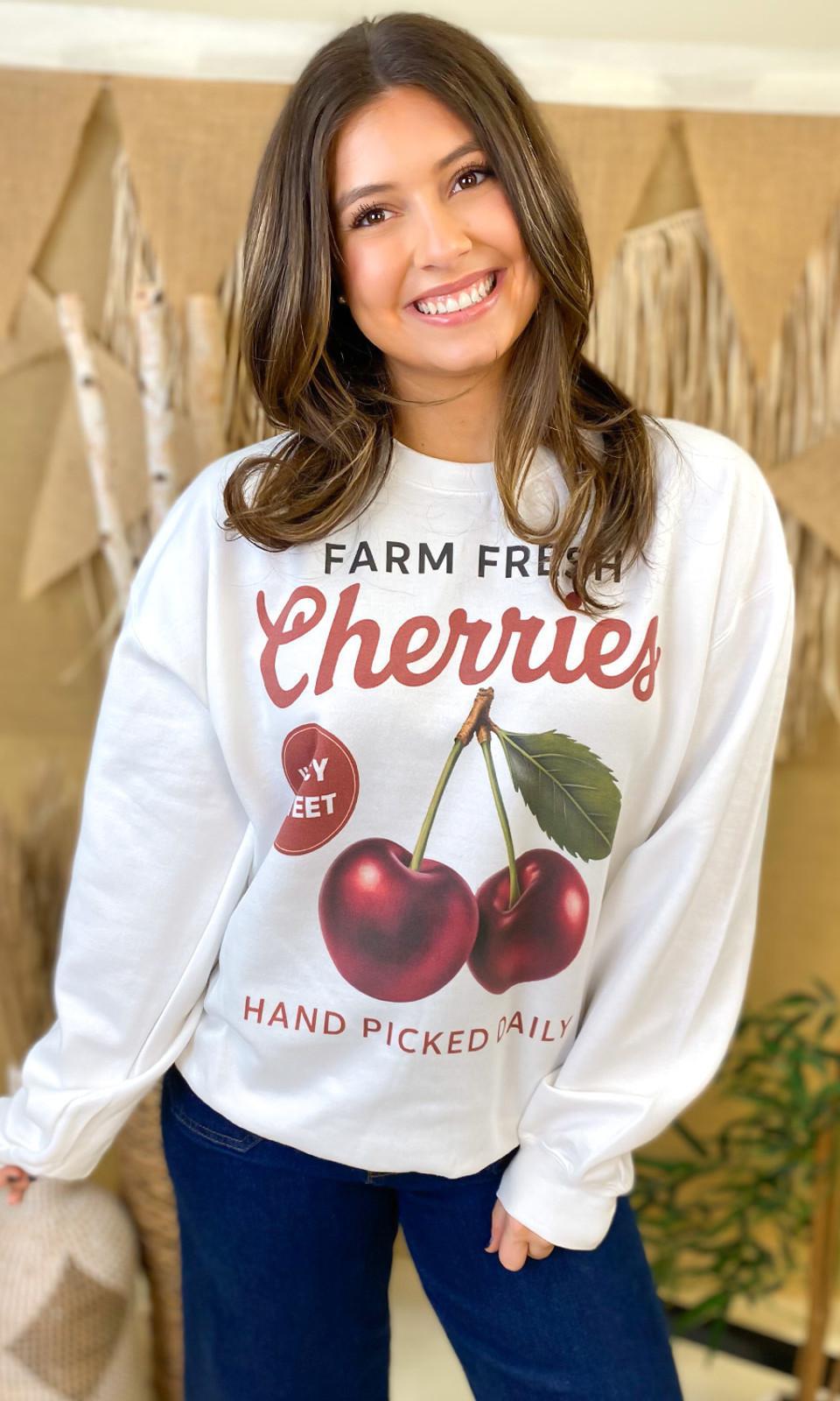 Vintage Fruit Graphic Sweatshirt - Cherries
