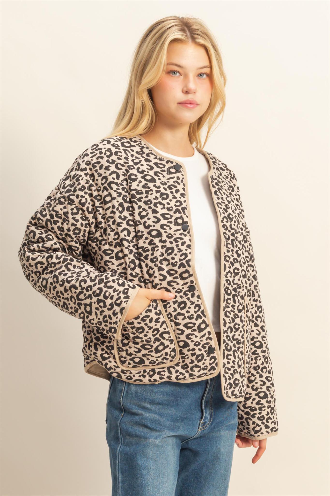 Leopard Quilted Puffer Jacket