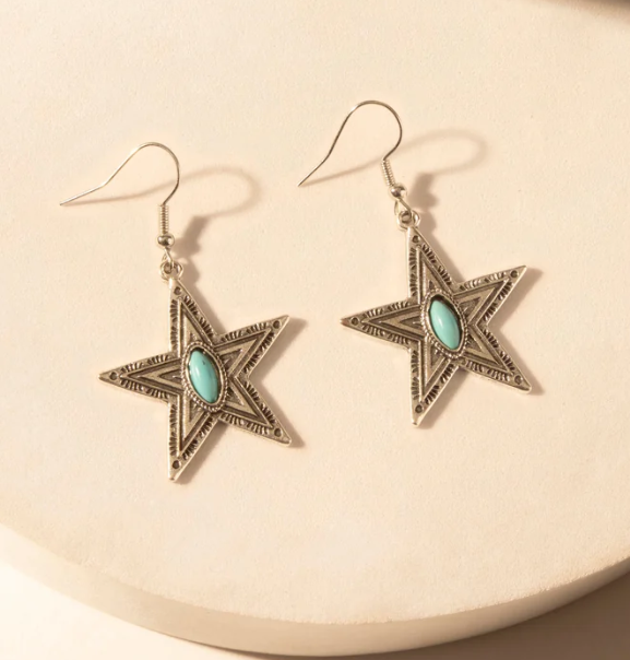 Westward Star Earrings for Women with Turquoise Stone
