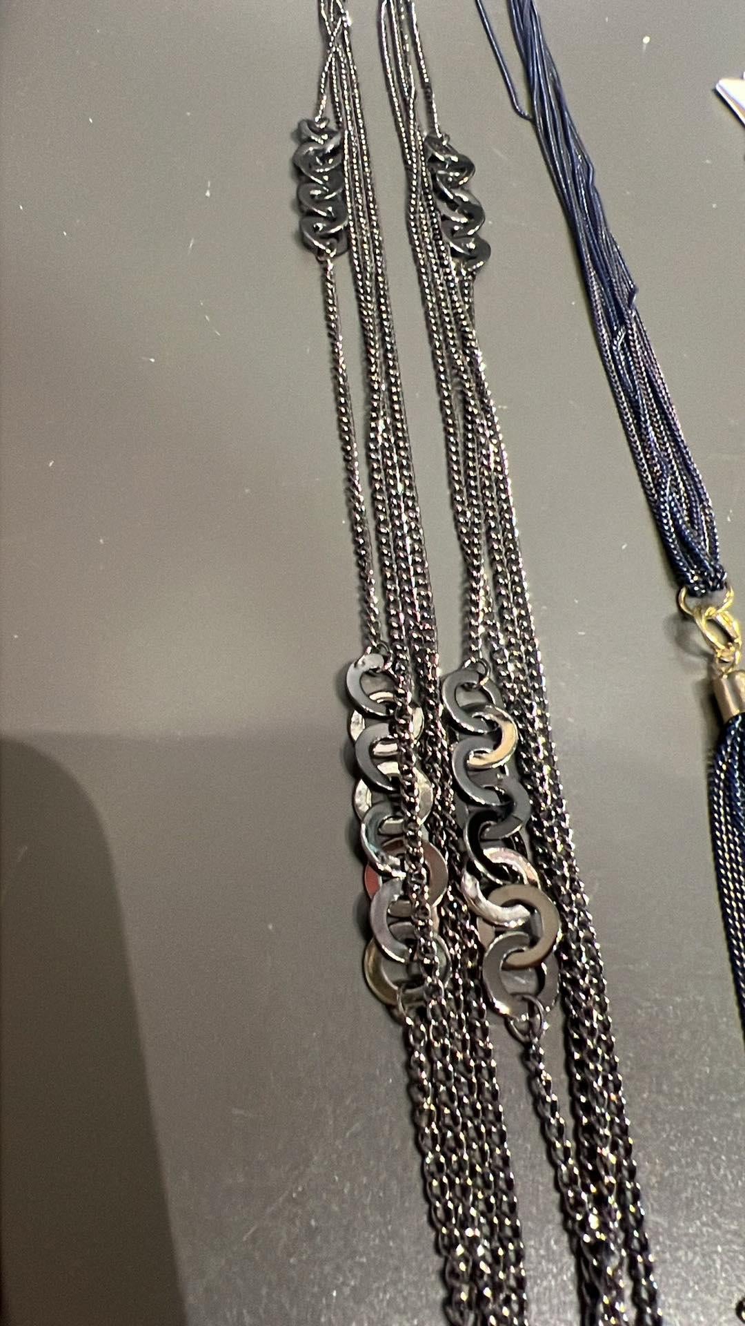 Black Metallic Disc Necklace