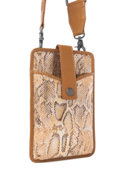 Cedar Snake Print Leather Cell Phone Holder