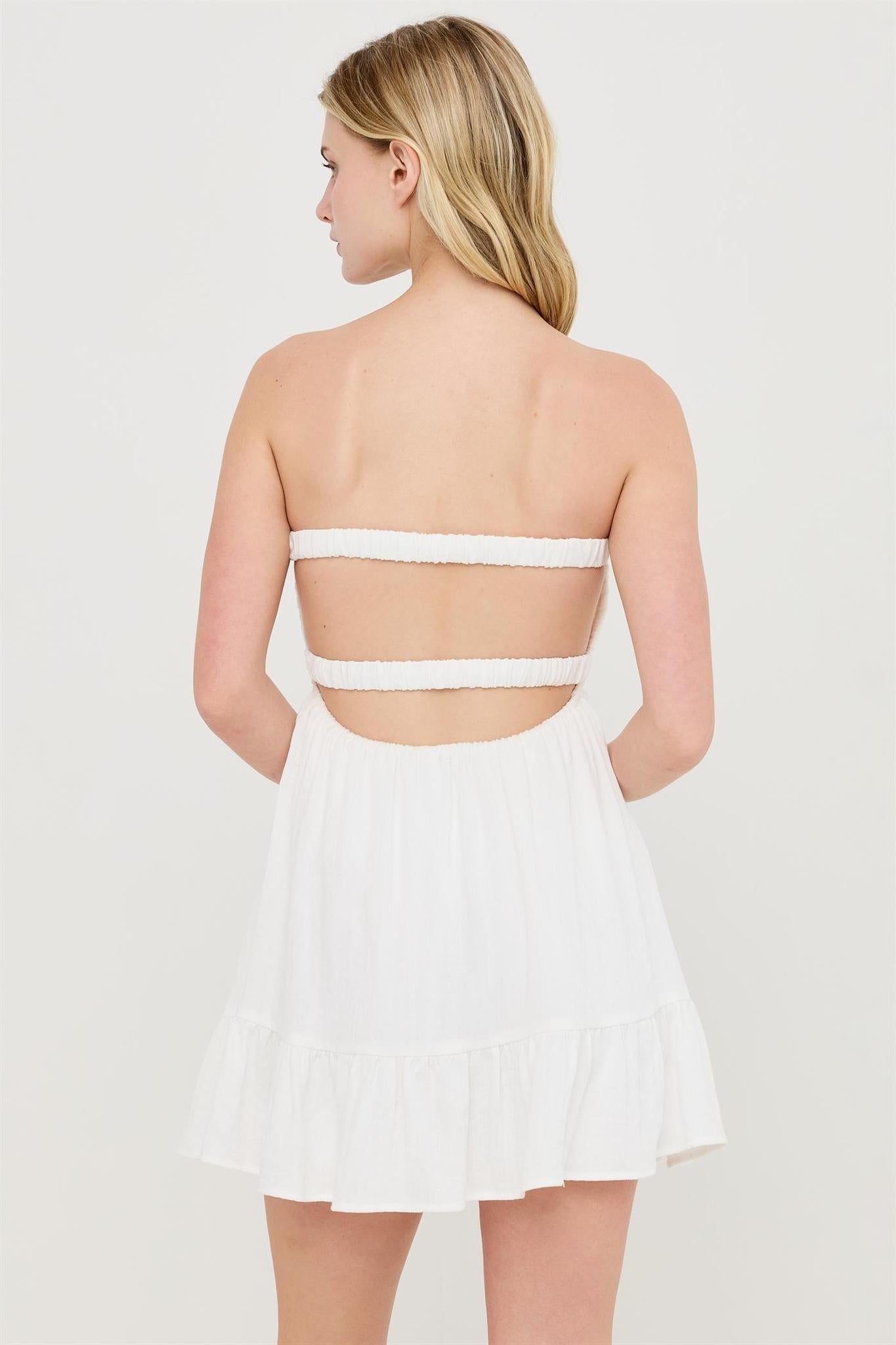 White Twist Front Mini Dress