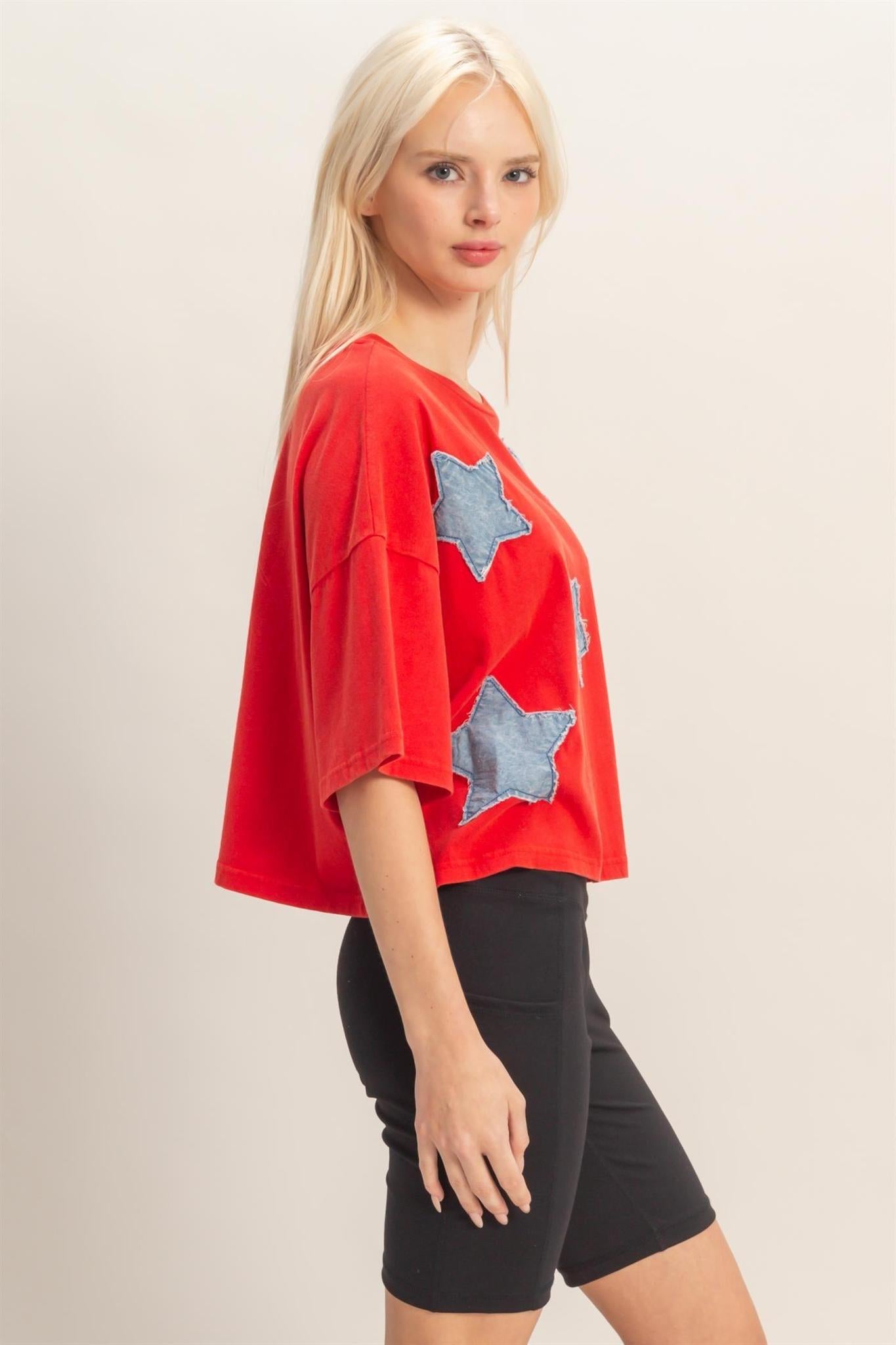 Raw Edge Star Patch Top