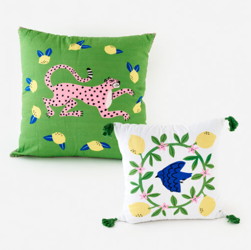Bird and Leopard Pillow Set