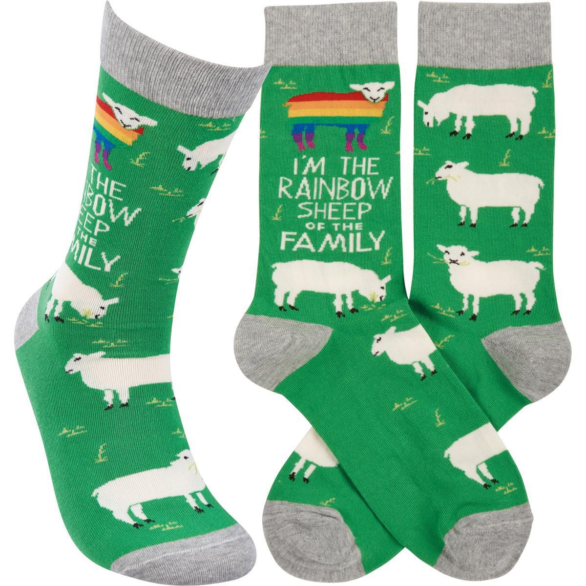 Rainbow Sheep In The Family Socks