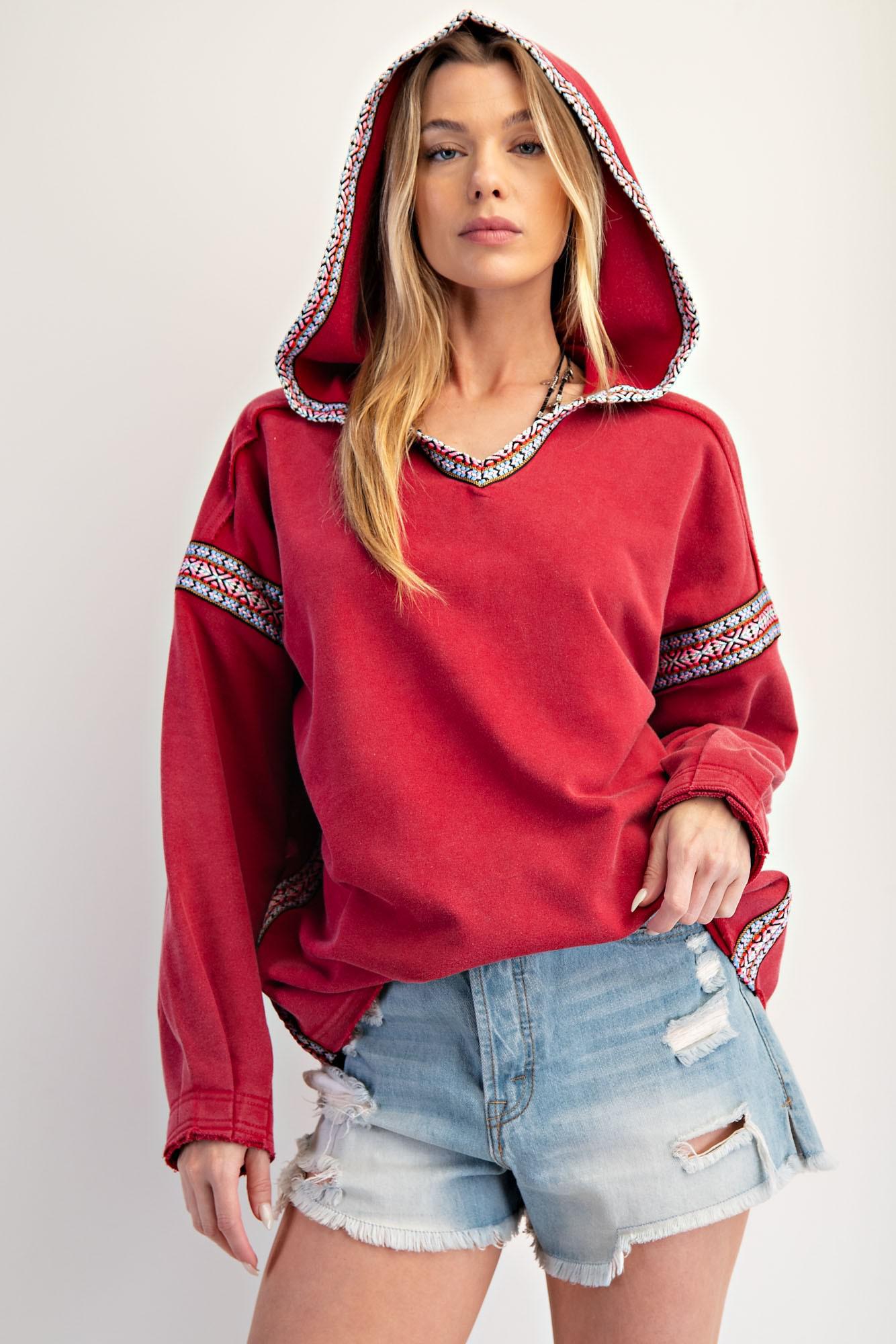 Red Rodeo Washed Terry Hoodie