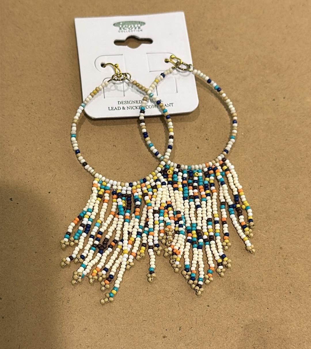 Bead Circle & Fringe Earrings