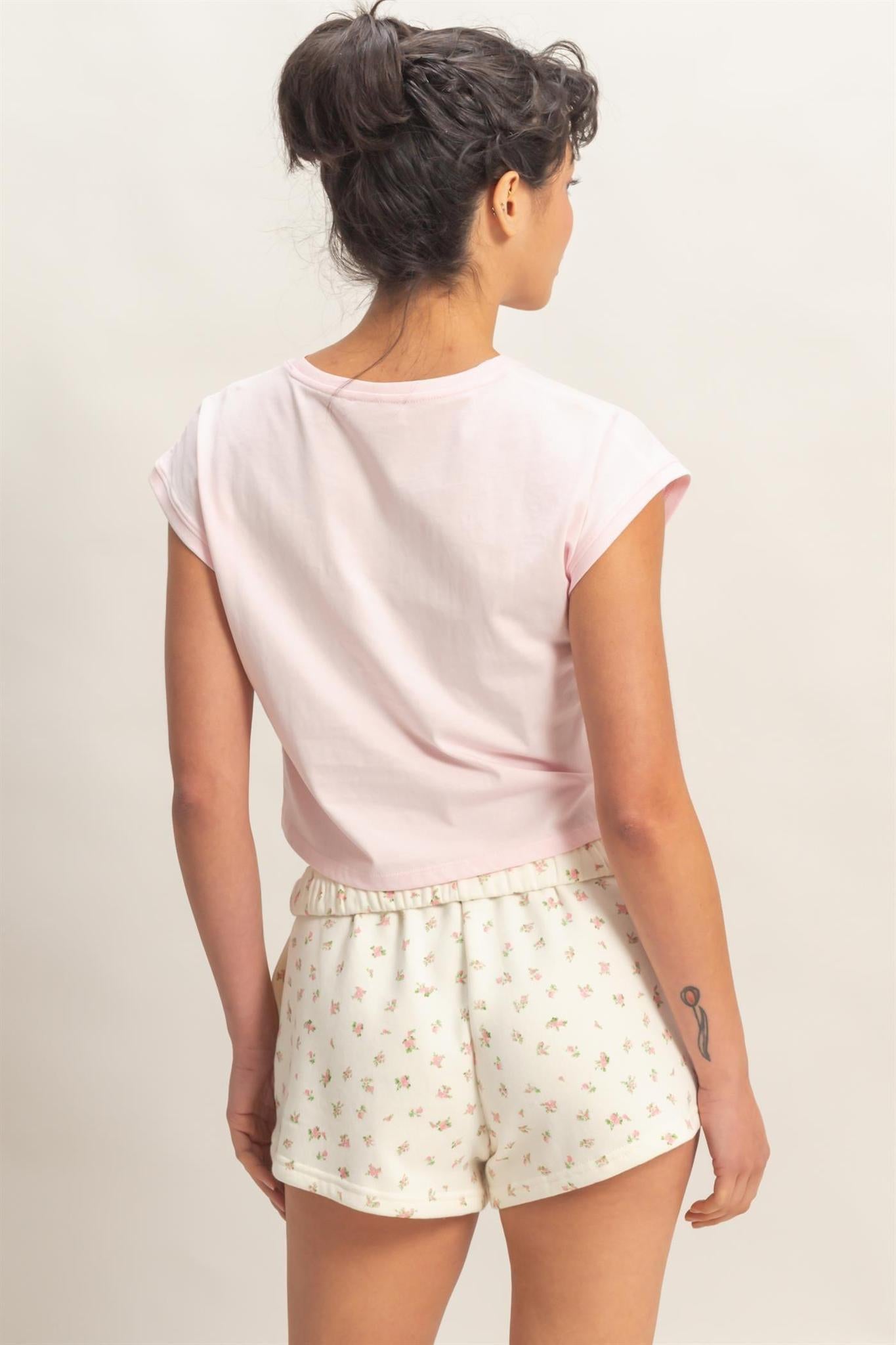 Soft Pink Classic Crew Neck Top