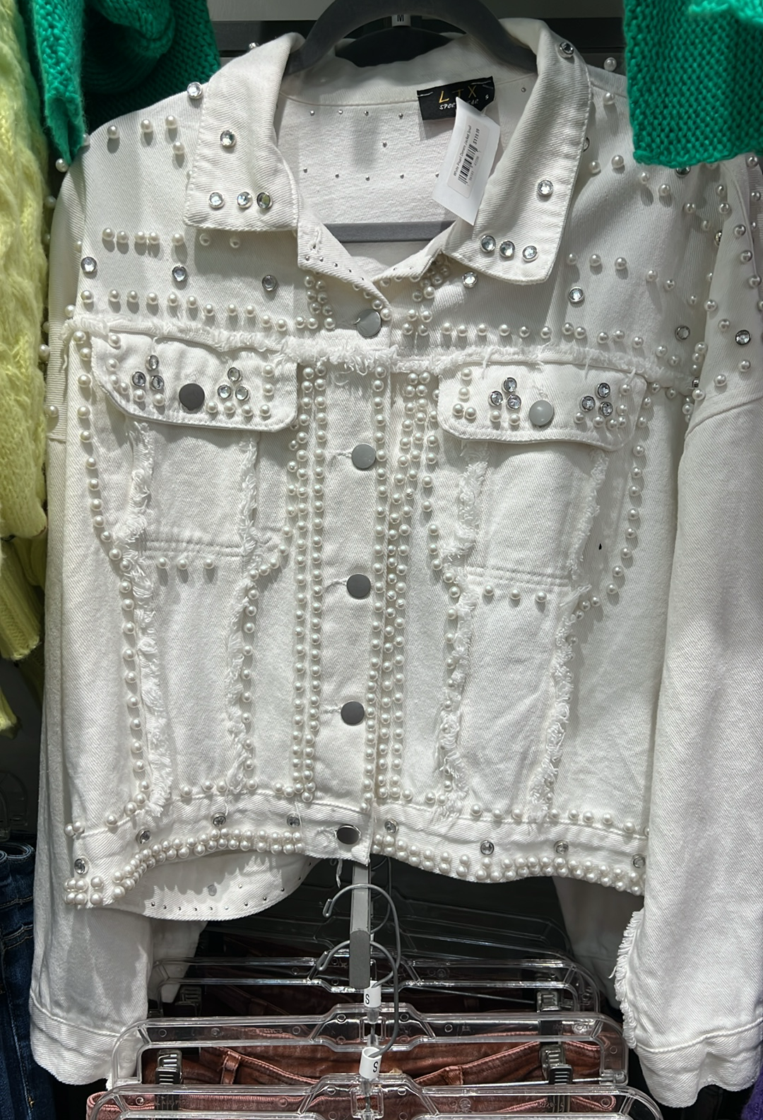 White Pearl Denim Jacket