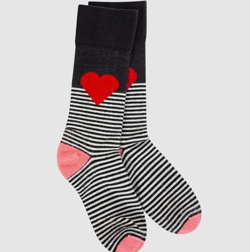 Black Multi Heart Socks