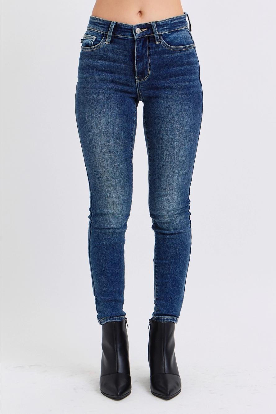 Judy Blue Dark MR Thermal Skinny Jeans