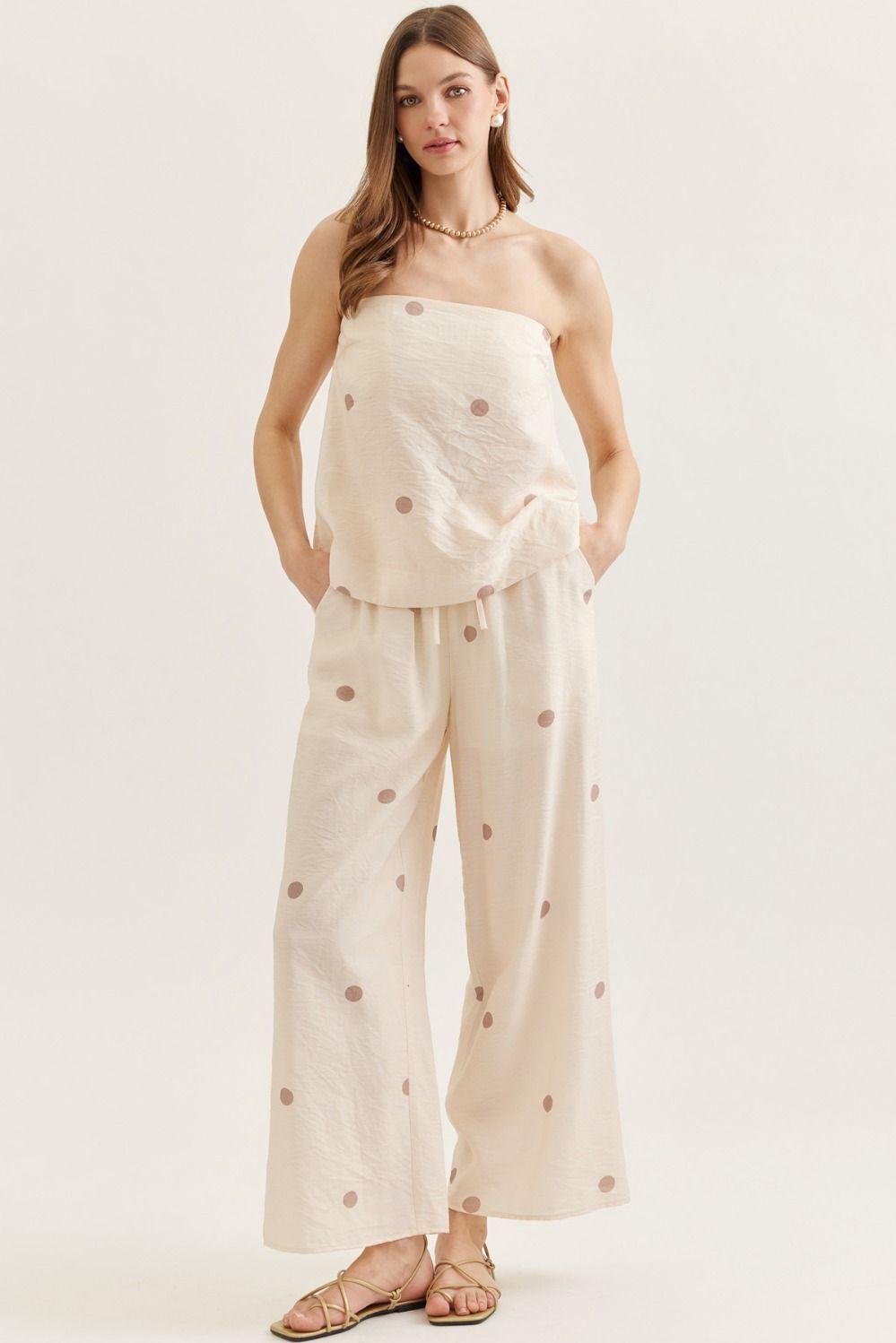 Ecru Polka-Dot Linen Set