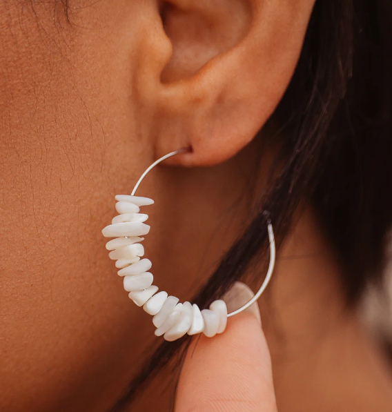 Mop Chip Hoop Earrings