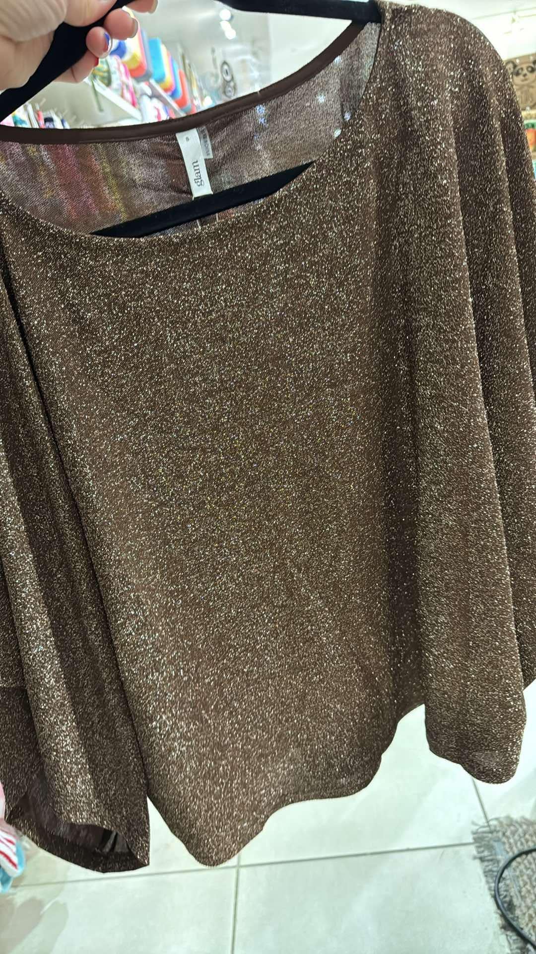 Brown Shimmer Knit Top