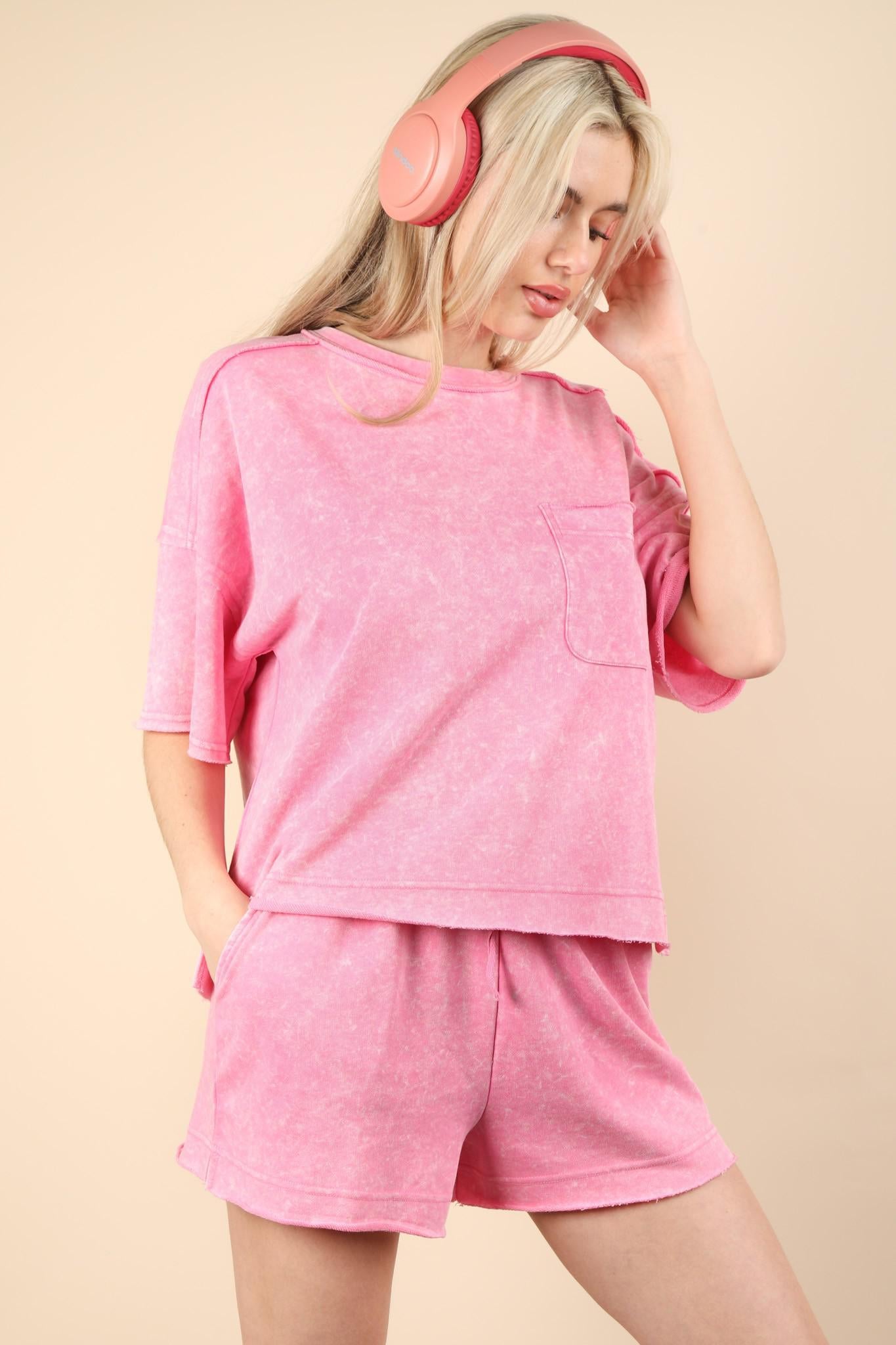 Mineral Washed Comfy Knit Shorts