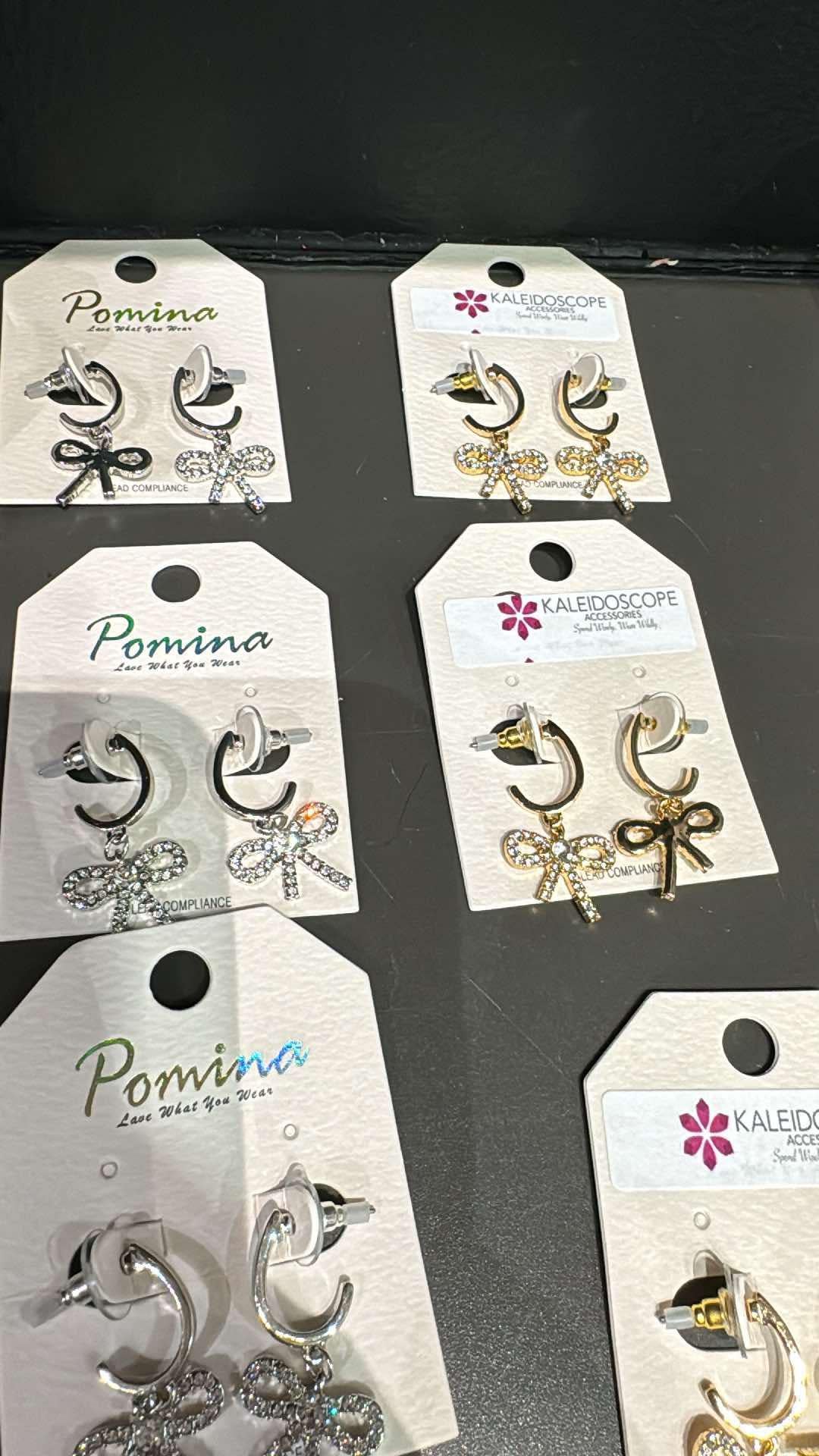 Open Bow Crystal Earrings