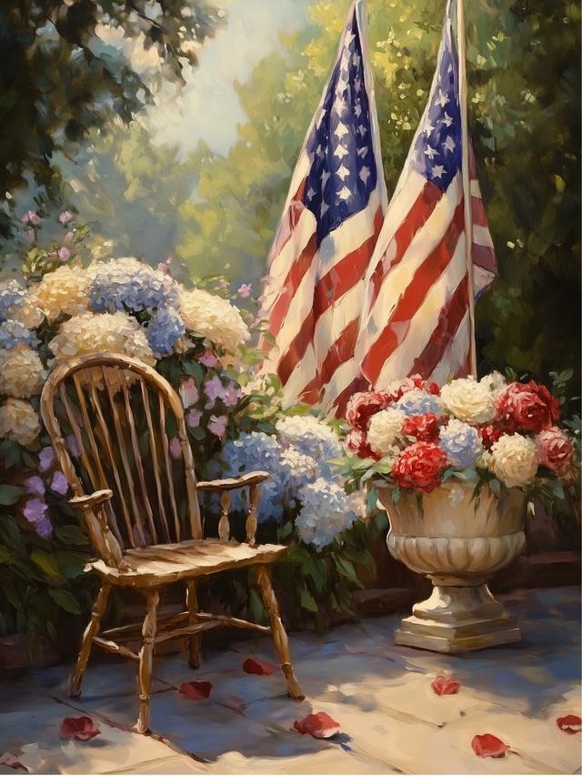 Patriotic Sitting 12x16 Picture