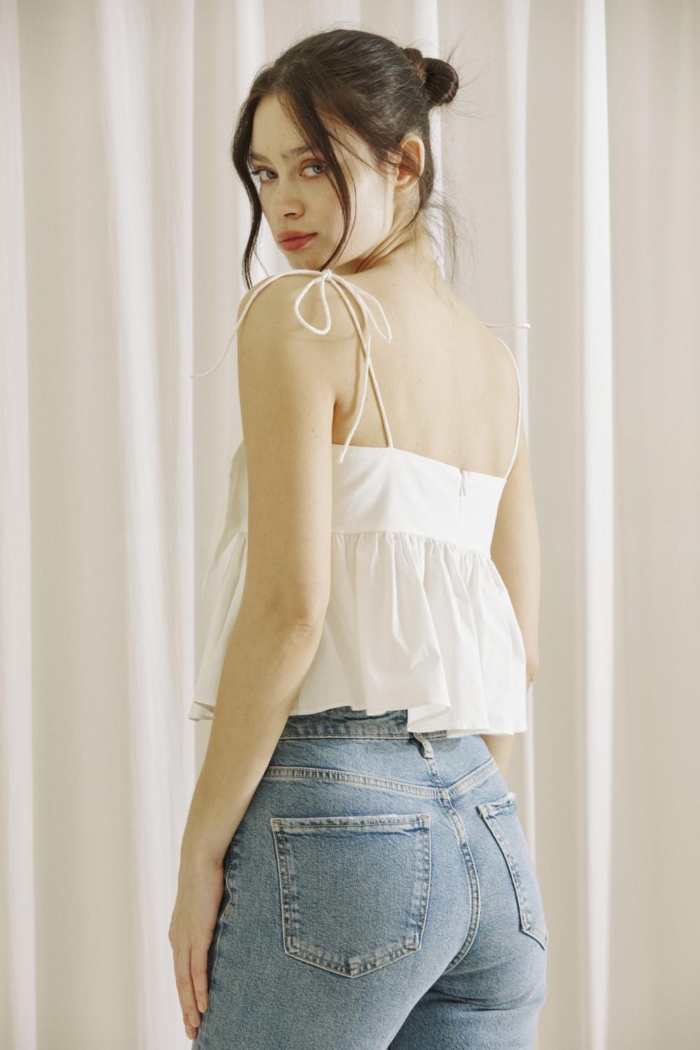 Monochromatic Bow Baby Doll Top