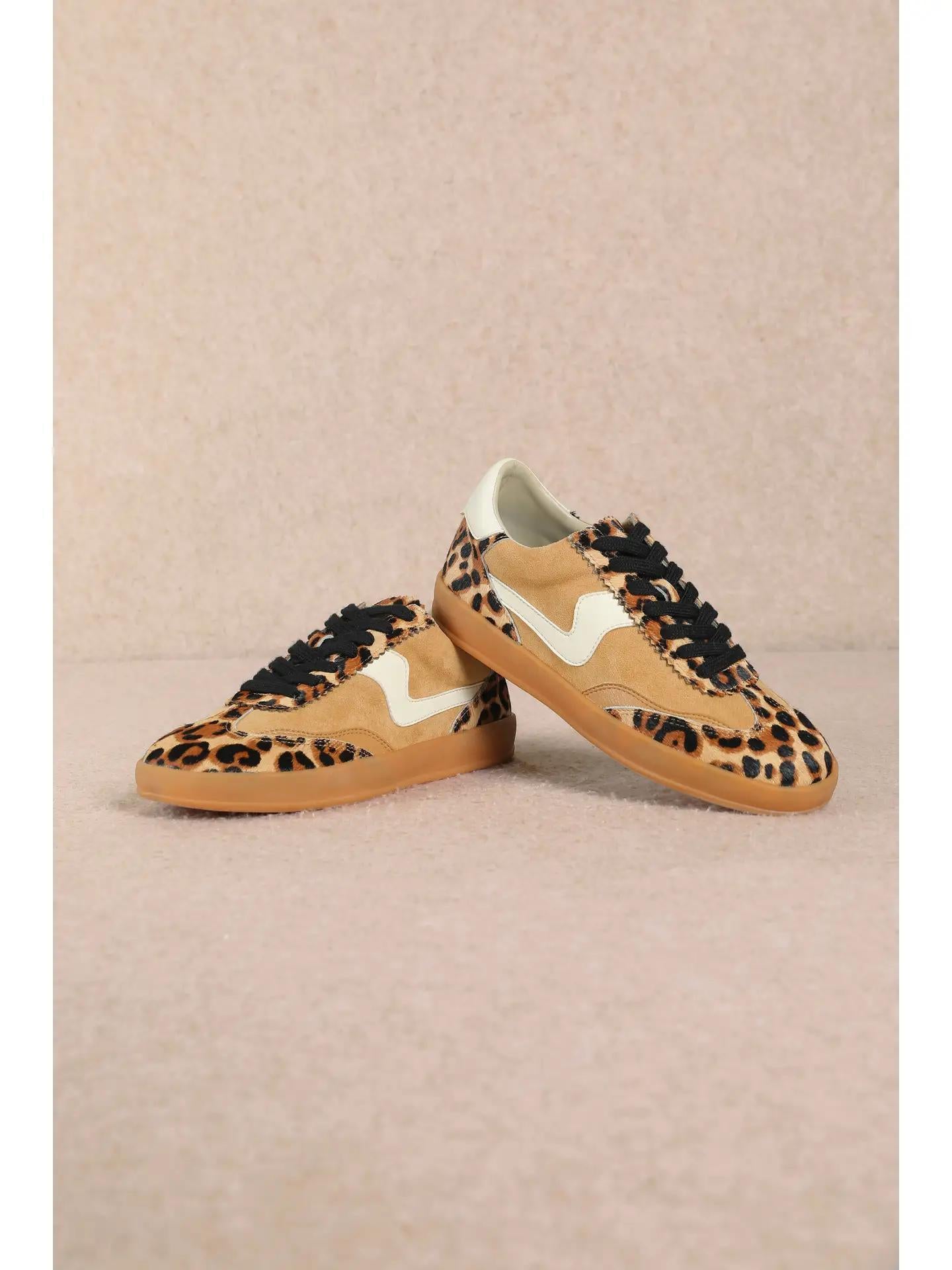 Destiny Leopard Textured Platform Lace-Up Trainers