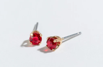 July Ruby Stud Earrings