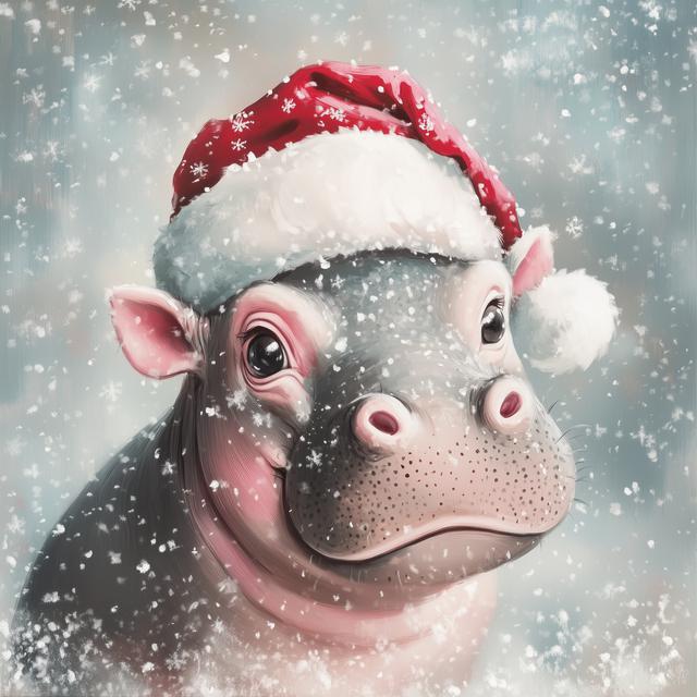 Christmas Hippo 12x12 Box Frame