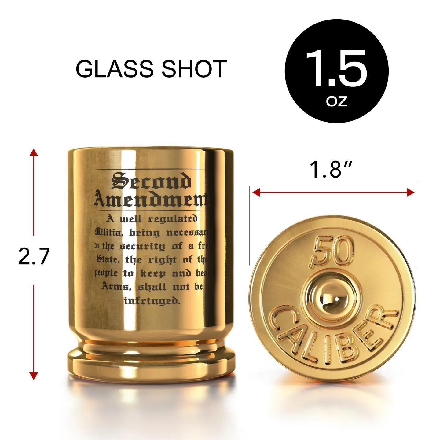 2nd Amendment Engraved 50 Caliber Shot Glasses - Set of 2