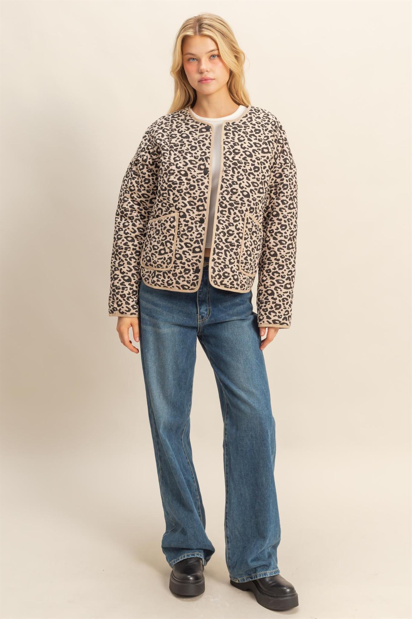 Leopard Quilted Puffer Jacket