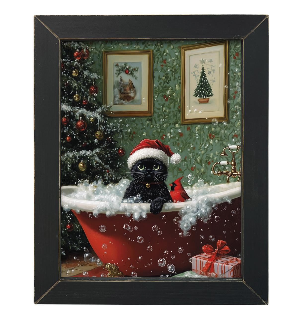 Christmas Tub Cat Cardinal Picture