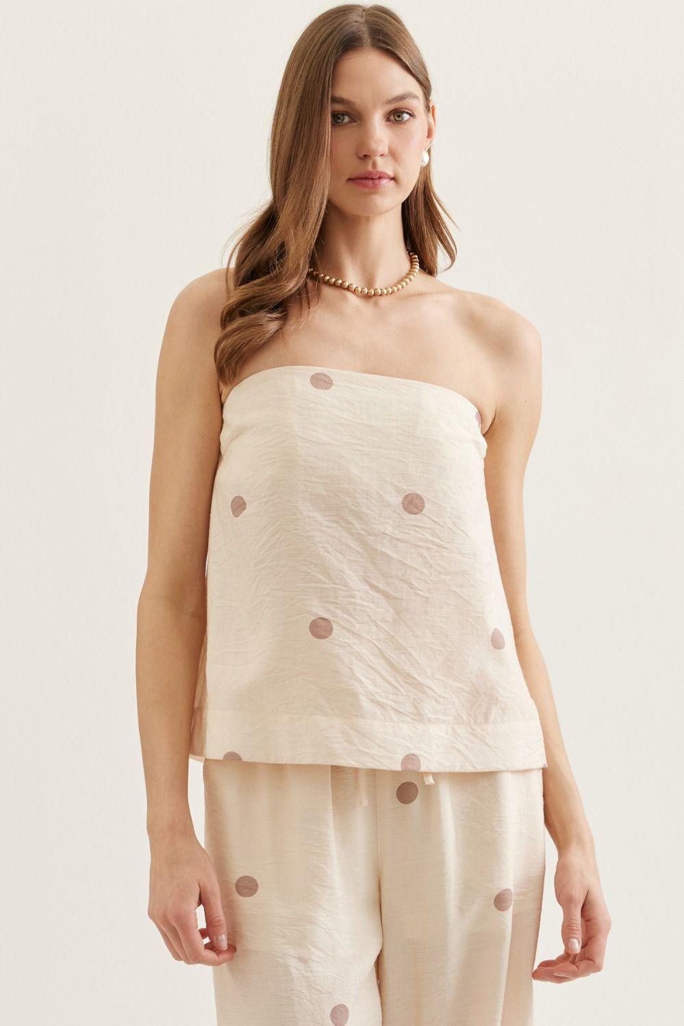 Ecru Polka-Dot Linen Set