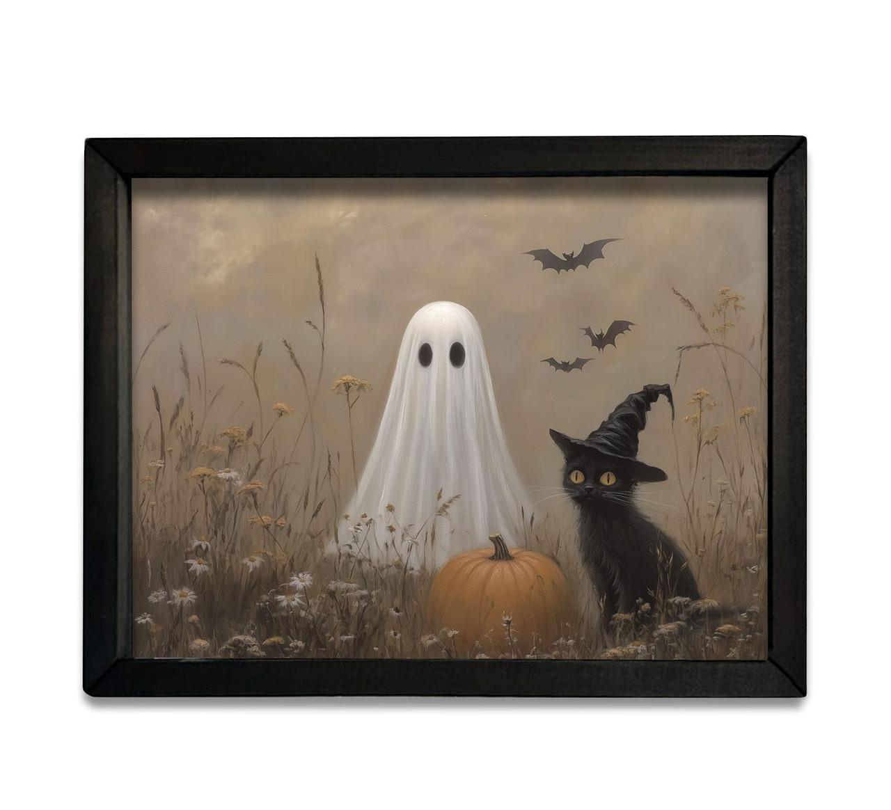 Fall Ghost and Black Cat Box Frame 12x16