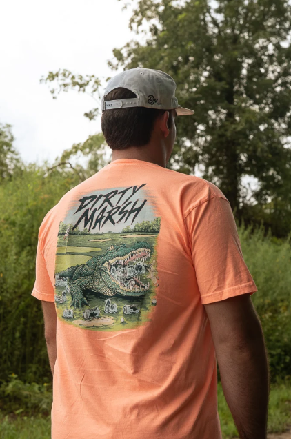 Greenside Gator Tee | Neon Canteloupe