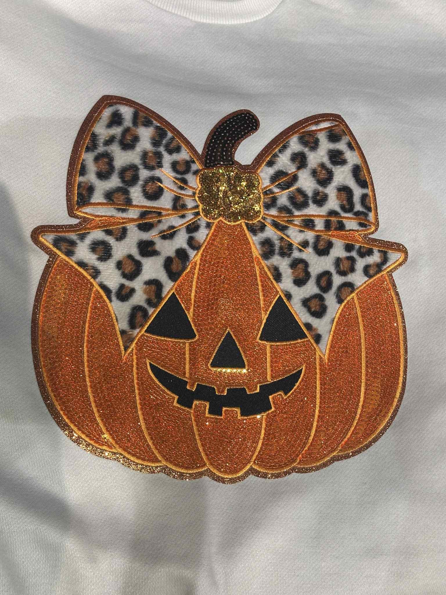 Pumpkin Sequin Leopard Sweatshirt