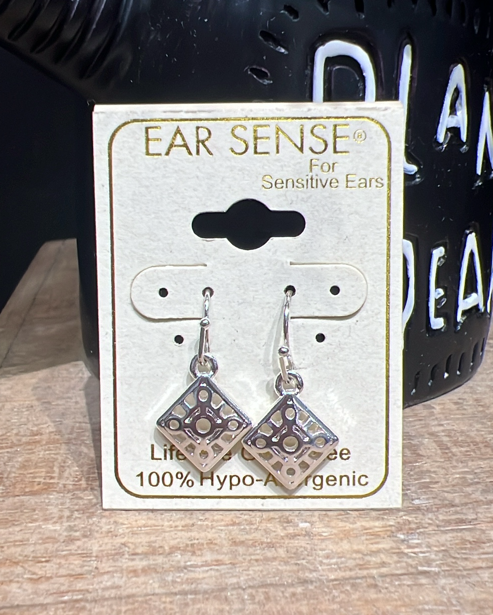 Silver Diamond Shaped Earrings