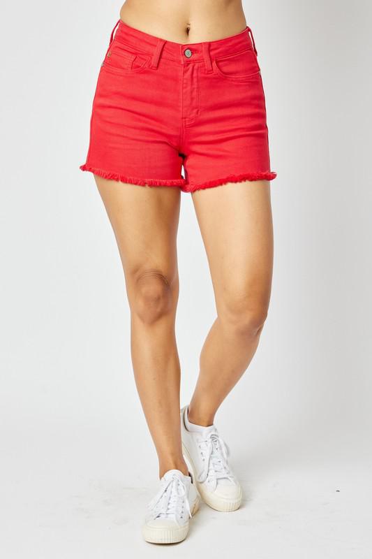 Red Fray Shorts