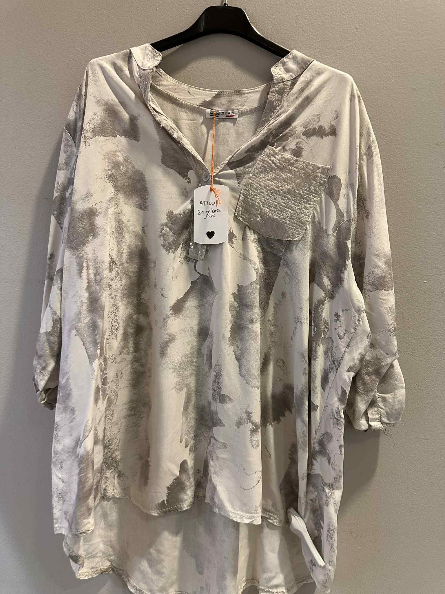 Beige Cream Clouds Top O/S