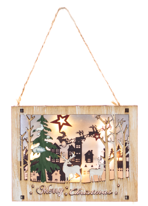 Deer Scene Lighted Ornament