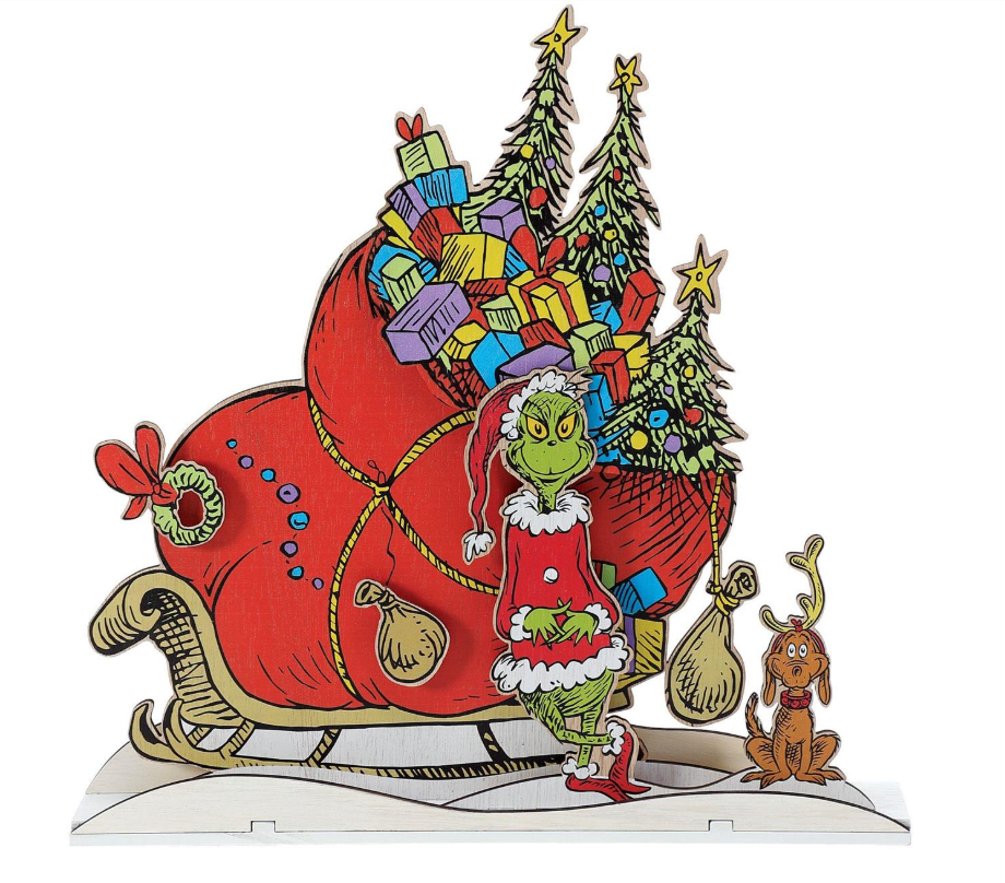 Grinch Sleigh Mantle Decor