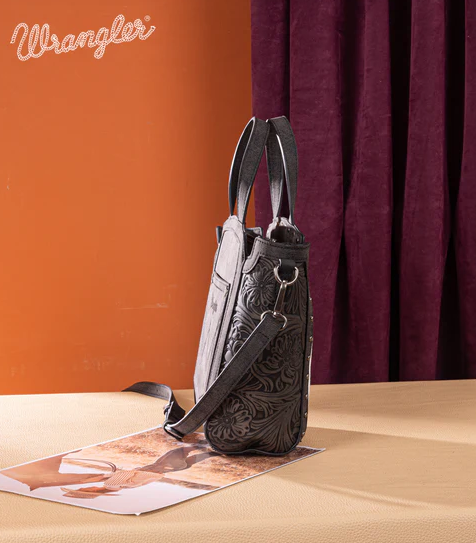 Wrangler Genuine Hair-On Cowhide Tote/Crossbody - Black
