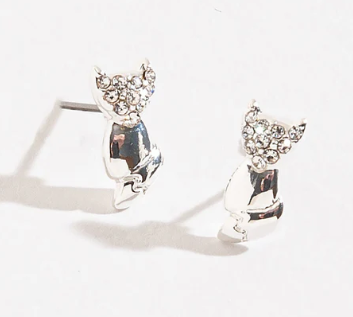 Silver Cat Earrings