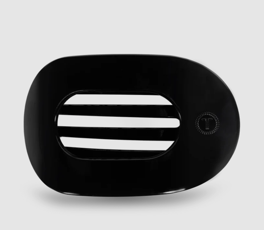 Jet Black Flat Round Teletie Hair Clip