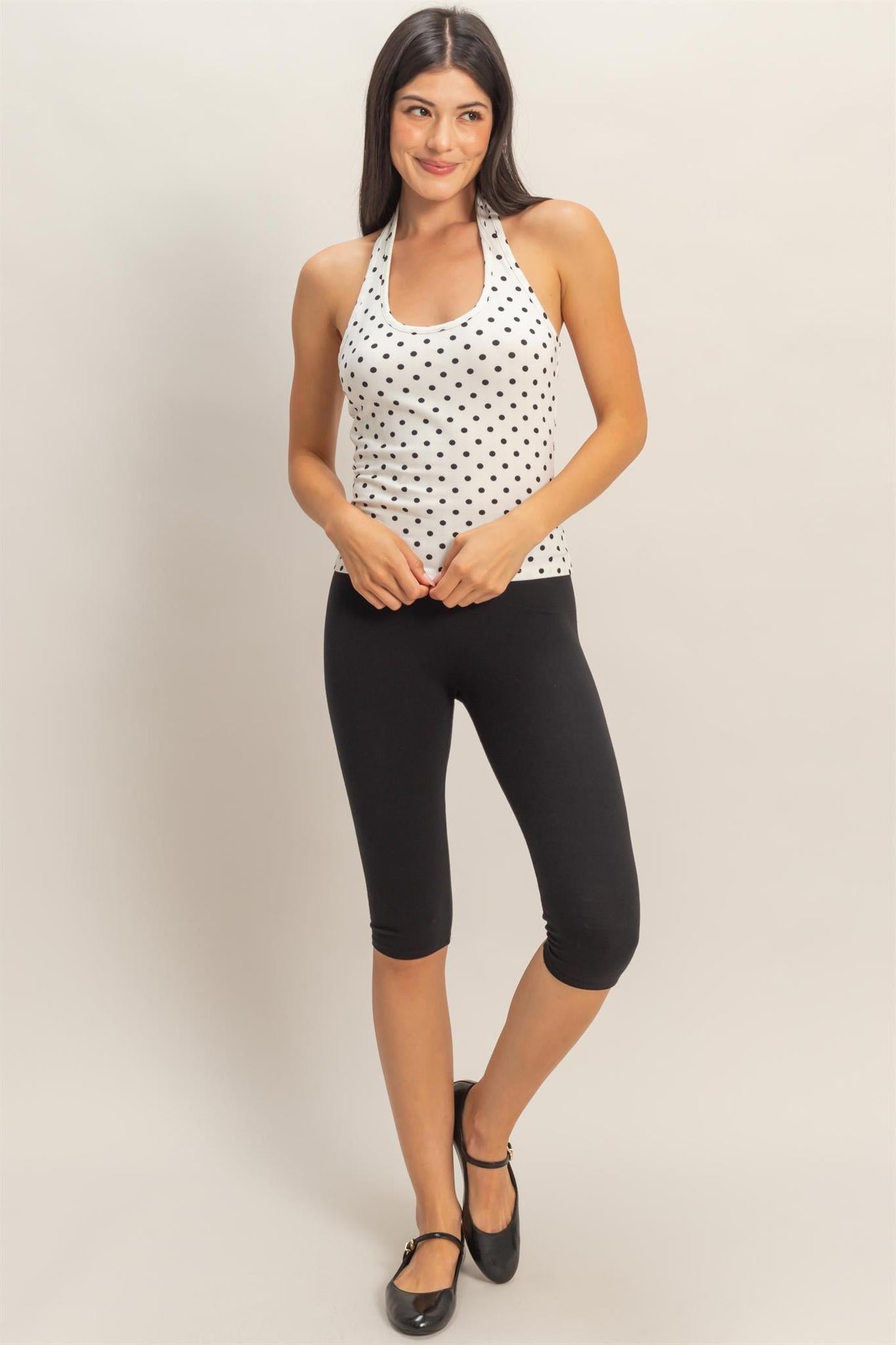 Polka Dot Halter Top - White