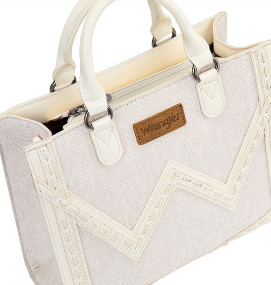 Wrangler Western Chevron Contrast Stitch Satchel Bag - Tan