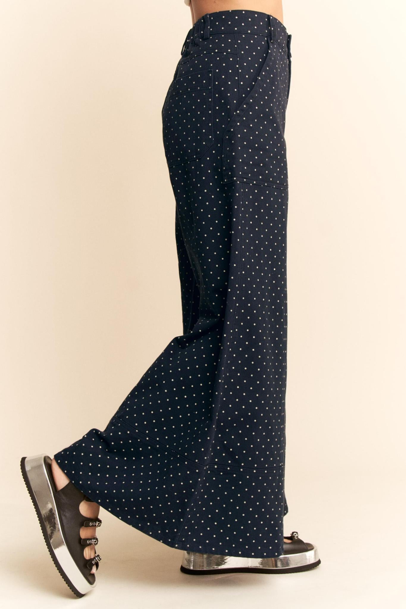 Washed Ruffle Lace Bottom Pants