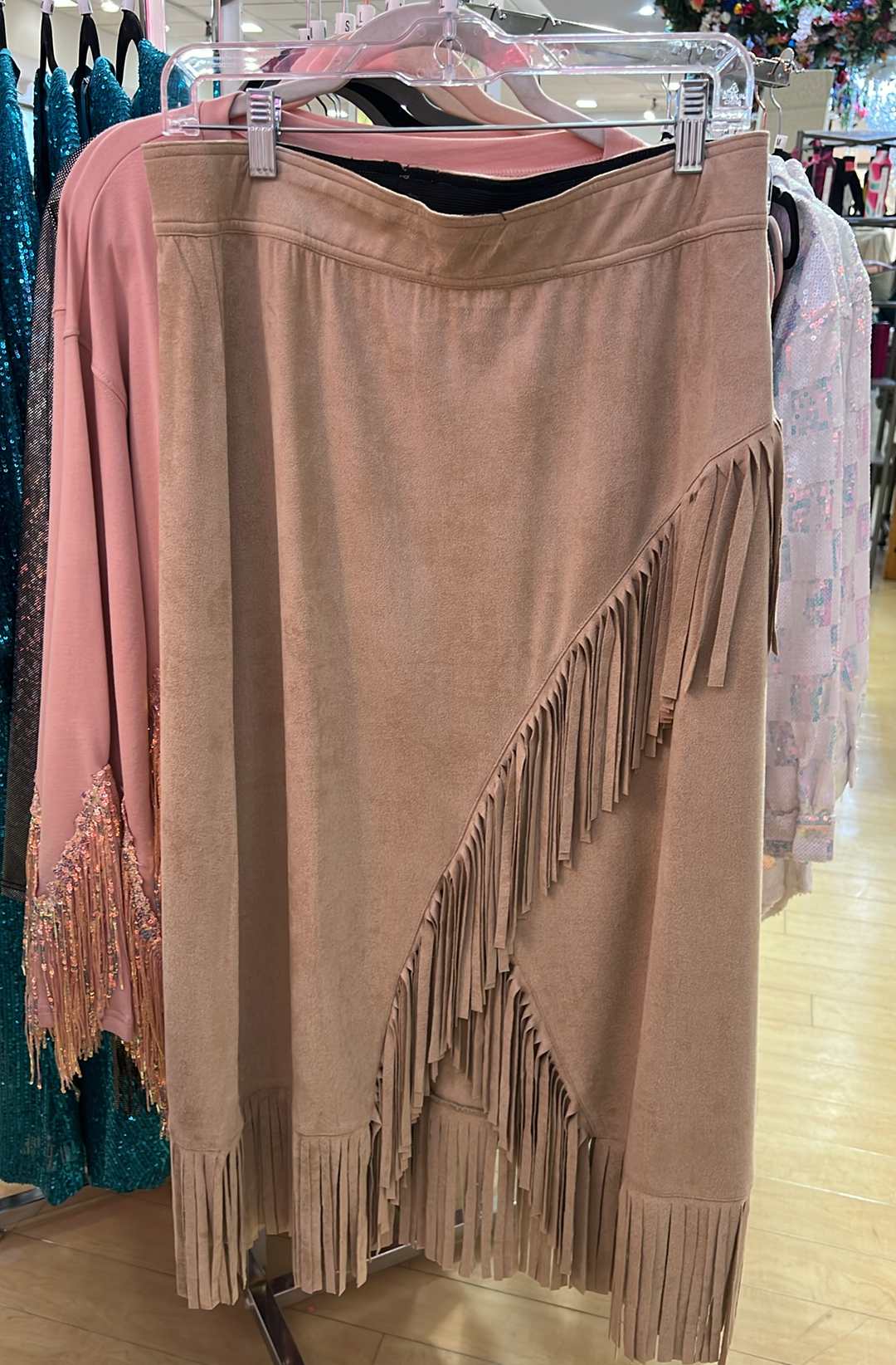 Suede Fringe Skirt